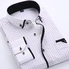 Men Slim Printed Thin Casual Long Sleeve Shirt
