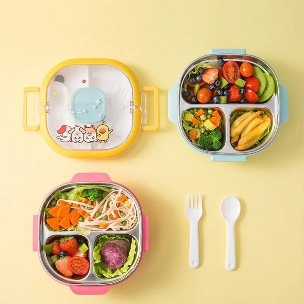 Крышка из нержавеющей стали для пикника Bento Box с отделением для детей Металлические ланч-боксы Изолированные дорожные герметичные контейнеры для еды