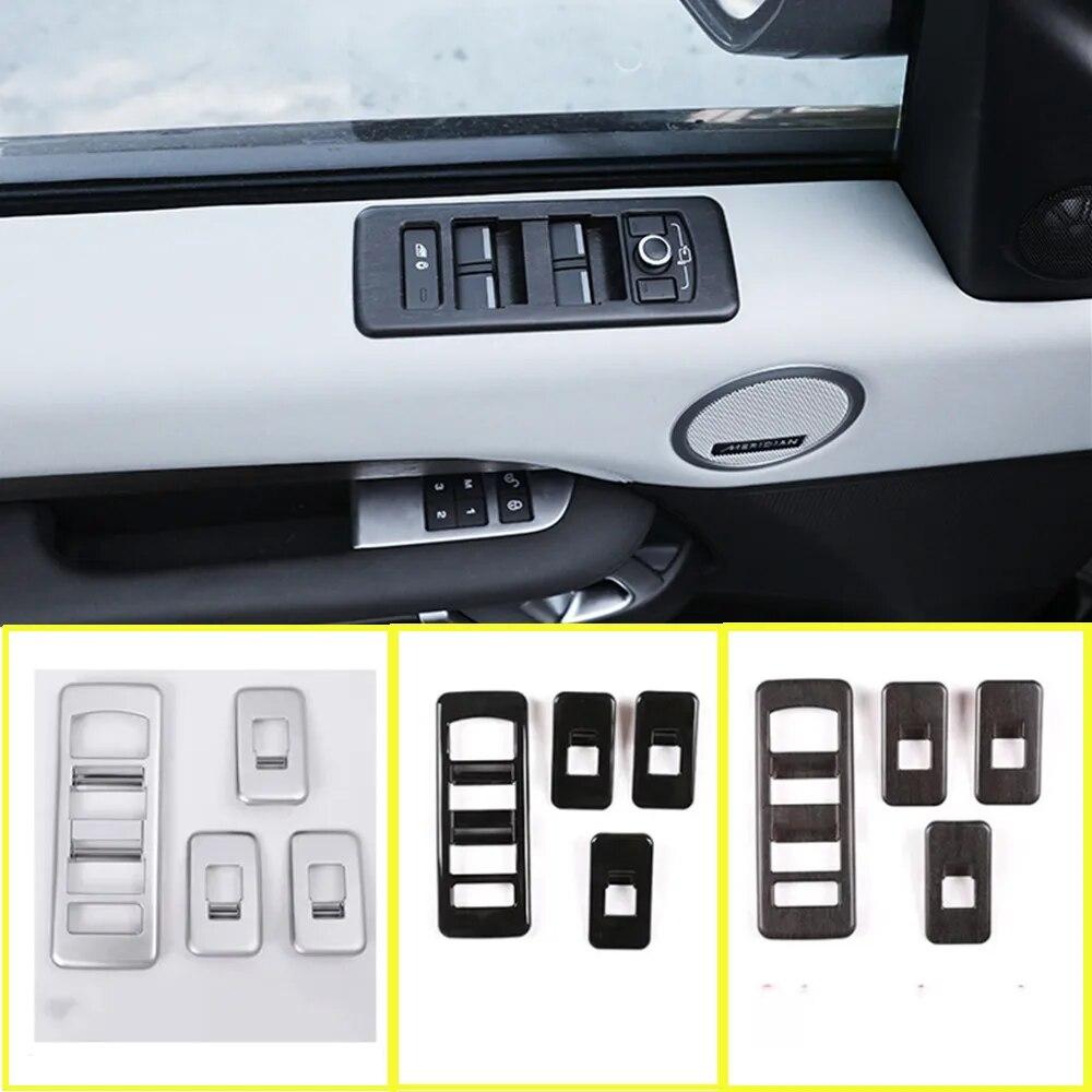 4Pcs/Set Car Window Glasses Lift Switch Button Frame Cover Trim Fit For Land Rover Discovery 5 LR5 L462 2017-20 Auto Accessories