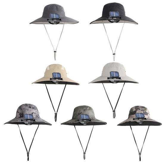 Рыбацкая шляпа с вентилятором на солнечной батарее с широкими полями, ветрозащитная шляпа для рыбалки, кемпинга, пешего туризма, защиты от солнца для мужчин