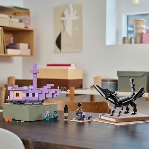 LEGO Minecraft Дракон Края и Корабль Края Игрушка Подарок Игрушка Блок День Рождения Рождество Мальчики Девочки Дети 8 лет 9 лет 10 лет Начальная школа