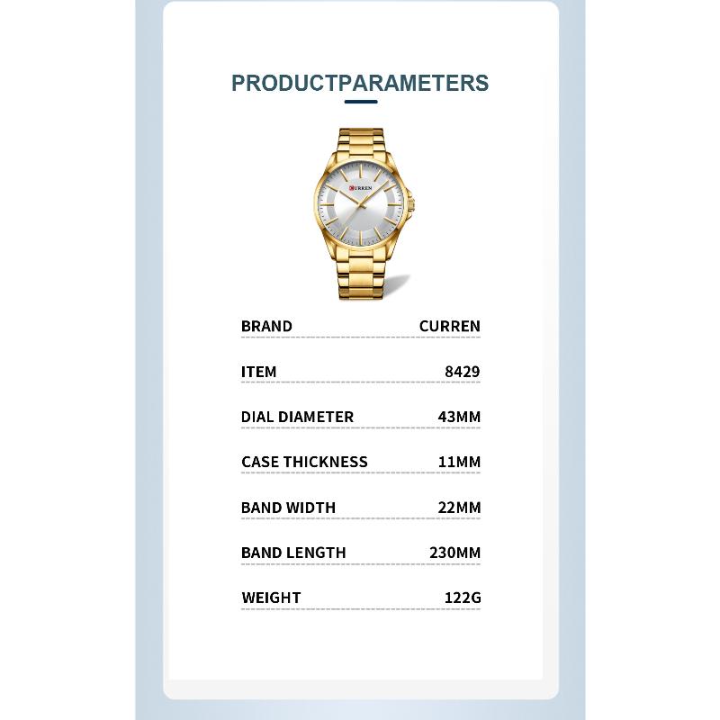 CURREN Новые лучшие мужские часы, водонепроницаемые кварцевые часы, простые часы со стальным ремешком, деловые модные часы