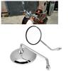2pcsSet 10mm Round Plating Silver Motorcycle Rear Mirror Left & Right Side Rearview Mirror