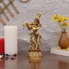 Lord Krishna Idol Statue Krishna Idols Gold Plated Flute Playing Krishan Decorative Showpiece Figurine for Pooja Room & Gift (Set of 1)