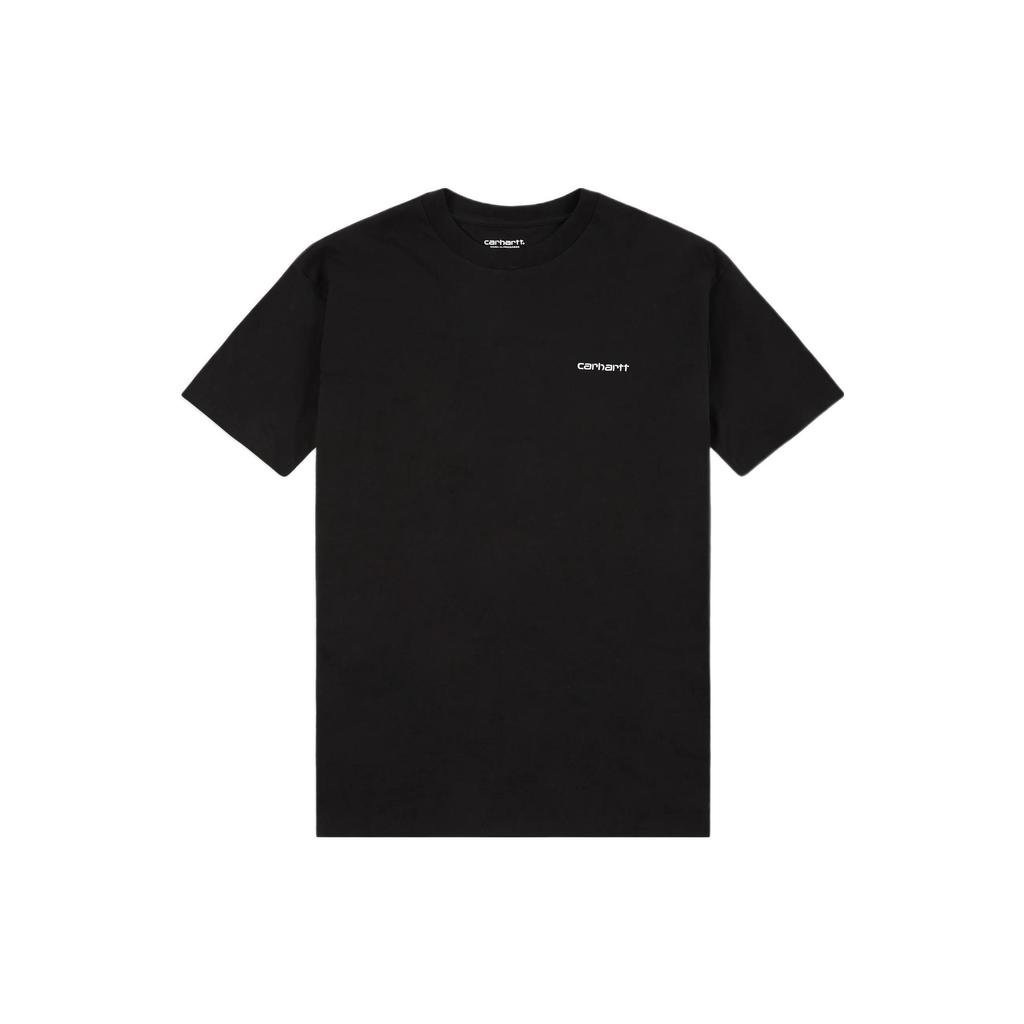 Carhartt WIP Однотонная футболка с вышитым логотипом, круглым вырезом, коротким рукавом, мужские топы, черный, I030435-0D2-XX
