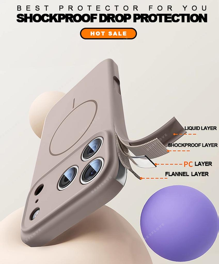 Официальный магнитный чехол для телефона для iPhone 11 12 13 16 17 Pro Max Air 1 14 16 Plus Жидкий силикон Защитная крышка для зарядки