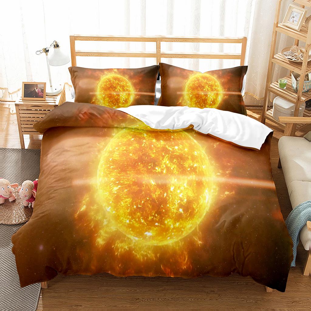 Sun Pattern Duvet Cover Set Double Single Full Size Bohemian Style Bedding Set for Teens Adults Bedroom Decor with Pillowcase