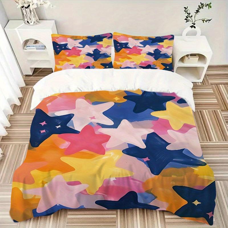 3pcs Star-shaped decorations Bedding Set, Ideal for Home Use, Suitable for Bedroom Decor (1*Duvet Cover + 1/2*Pillowcases, No Core) yy250821222