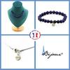 Stones and Minerals. Jewelry Set Bracelet Necklace 15 Lapis Lazuli Beads 8 Mm. Chain In Customizable Size.