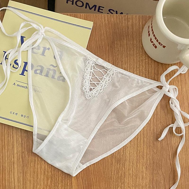 «Женские бесшовные сетчатые кружевные трусики во французском стиле, дышащие, быстросохнущие, с низкой талией»