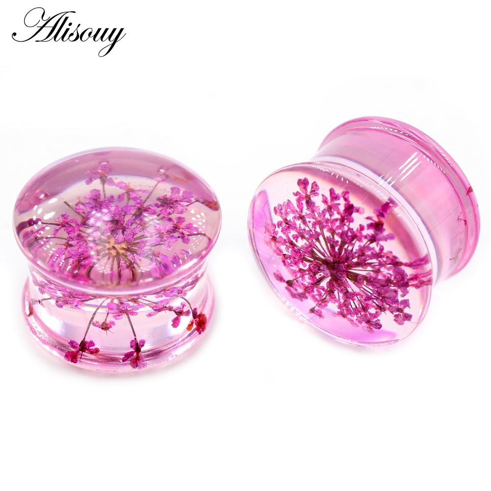 Alisouy 2 шт. прозрачный акриловый цветок лист одуванчик снежинка ушные манометры туннельная пробка носилки расширитель пирсинг украшения для тела