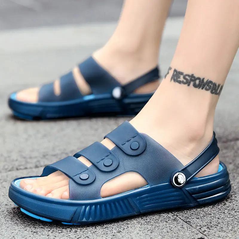 Сабо Уличные Шлепанцы Пластик Высокое Качество Y2k Мужская Обувь Маскулино Резина Стиль 2025 Повседневный Тренд Веселый ПВХ Мужские Тапочки