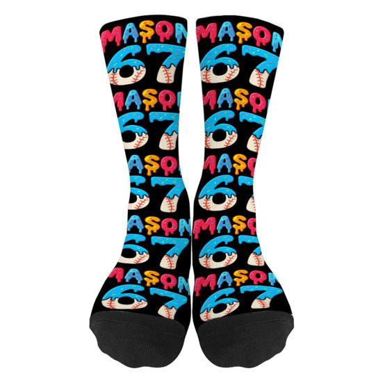 67 Носки-мемы Пончик Крем Капли Шесть Семь Смешные Носки Бейсбол Мейсон 67 Повседневные Носки Подарок для Мужчин Женщин Друзей
