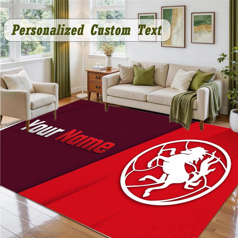 Crystal Velvet Square Rug Custom NameFC Twente Pattern Non Slip Home Floor Decor Rug