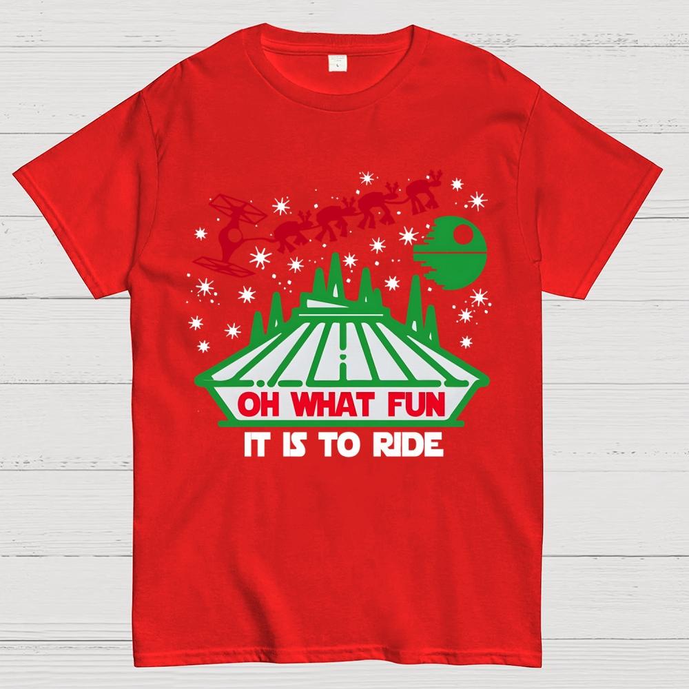 Oh What Fun It Is To Ride Christmas Cotton Summer Casual Cool Loose T-Shirt