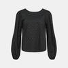 Polka Dot Cotton Blouse Round Neck Black Woman OBJECT