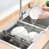 Expandable Sink Drainer Adjustable 28-47cm Stainless Steel+PP Anti-slip Large Capacity Vegetable & Cutlery Drainer