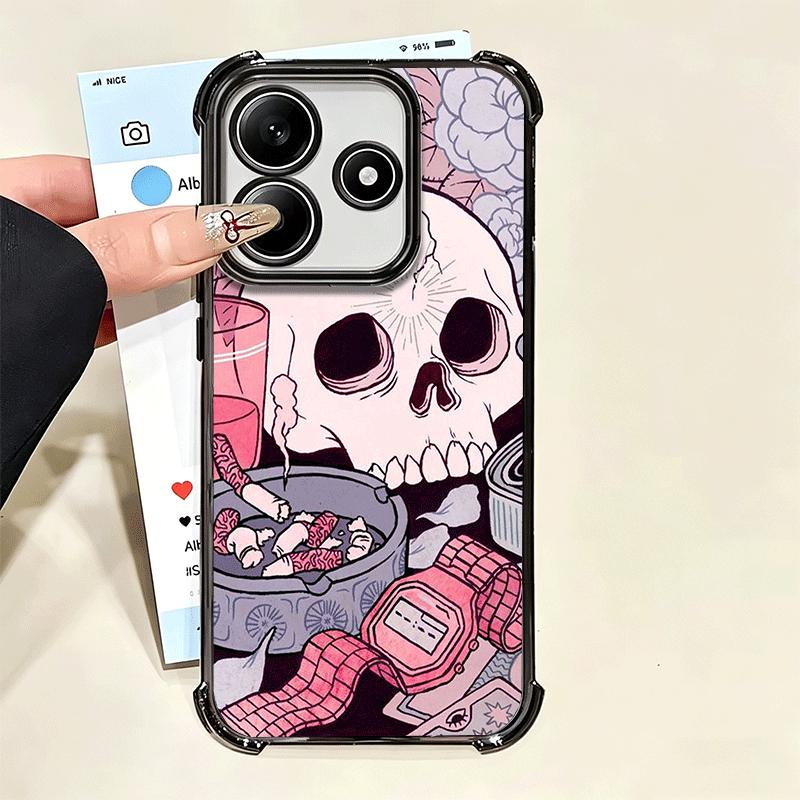 Розовый Стиль Череп Ведьма Покрытие Чехол для Телефона Для Xiaomi Poco X5 X6 X7 X8 Pro Max F8 Ultra F7 M8 M7 M5S Redmi 15C 15 14C 13C 13 X3 1