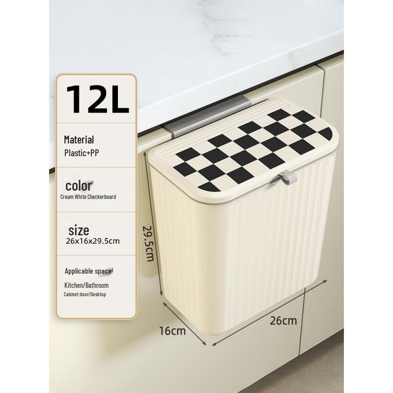 Настенное мусорное ведро для ванной и кухни с крышкой - Большой размер, не требует установки, двойное использование для туалета и кухни.