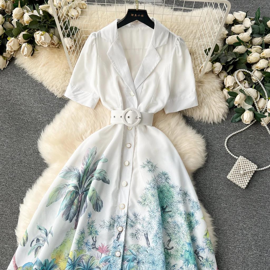 Серия «Цветы» 2024, ранняя весна, новый высококачественный костюм с воротником на груди, облегающее длинное темпераментное платье, торжественное платье для женщин