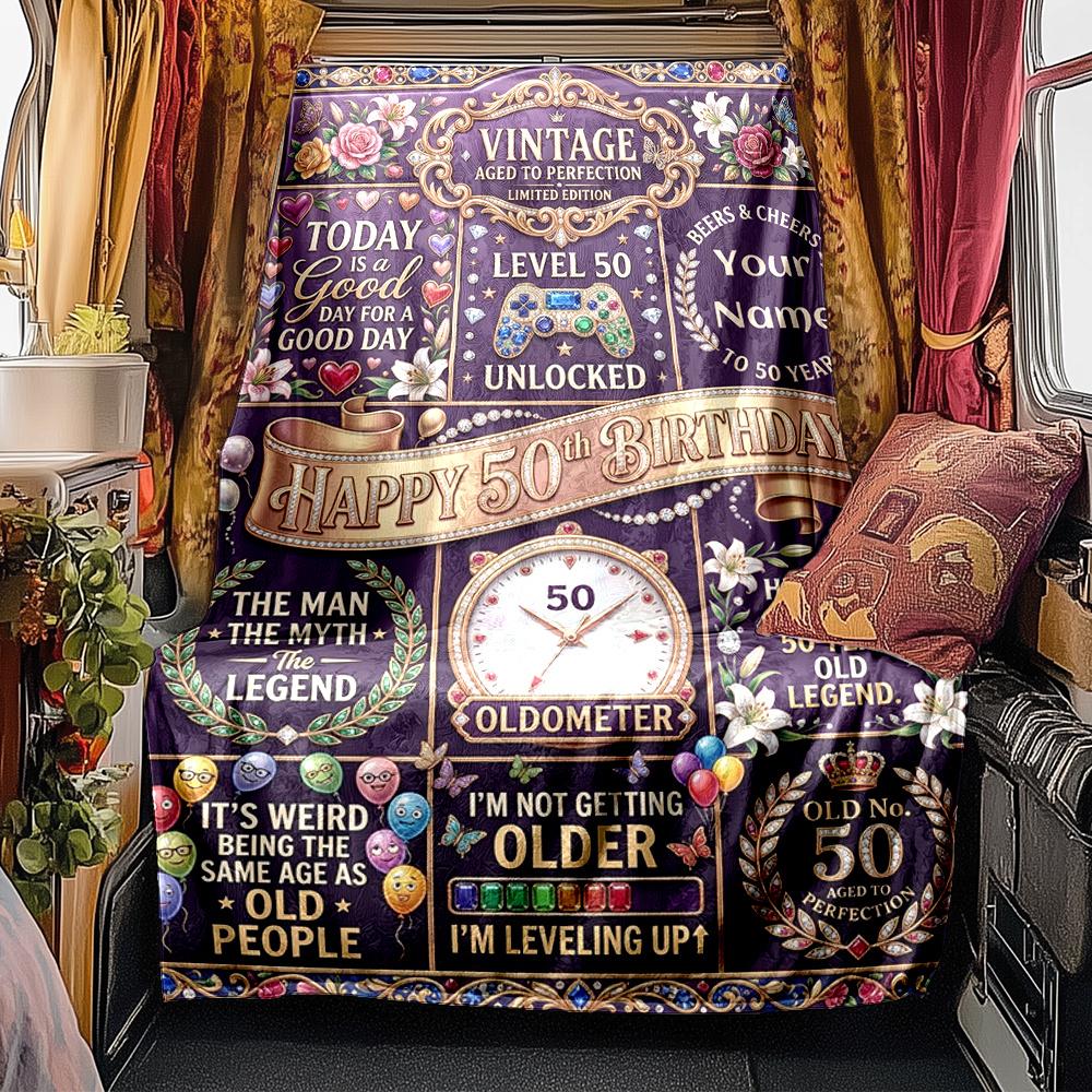 Royal 50Th Celebration Gift Blanket Comfortable Texture Versatile For Sofa Couch Office Bed Picnics Four Seasons Multipurpose Versatile Accessory