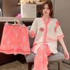 Women's Ice Silk Cherry Print Pajama Set - Elegant Summer Three-Piece Lounge Wear