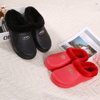 Хлопковые тапочки женские зимние новые водонепроницаемые и нескользящие на каблуке хлопковые туфли для дома в помещении флисовые теплые парные шерстяные тапочки