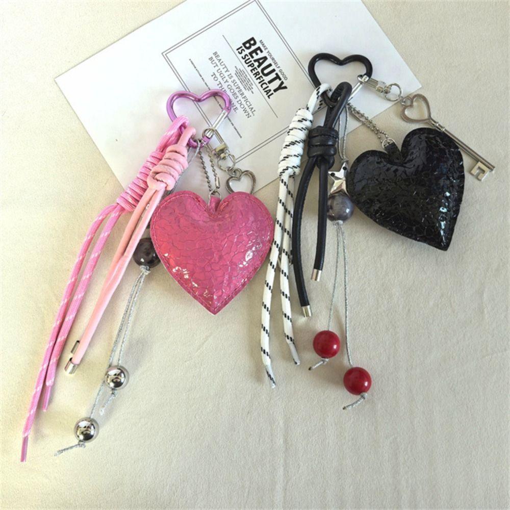 Leather Lovely Heart Key Chain Hanging Handmade Heart Keychain  Jewelry Accessories