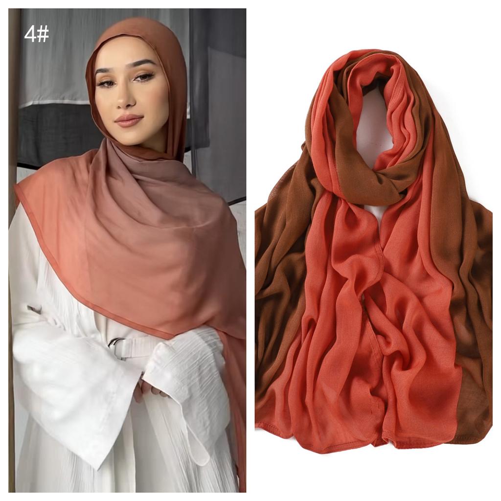 Women Big Size Gradient Cotton Rayon Crease Hijab Scarf Lady High Quality Wraps and Shawls Musulman Headband Islamic Turban