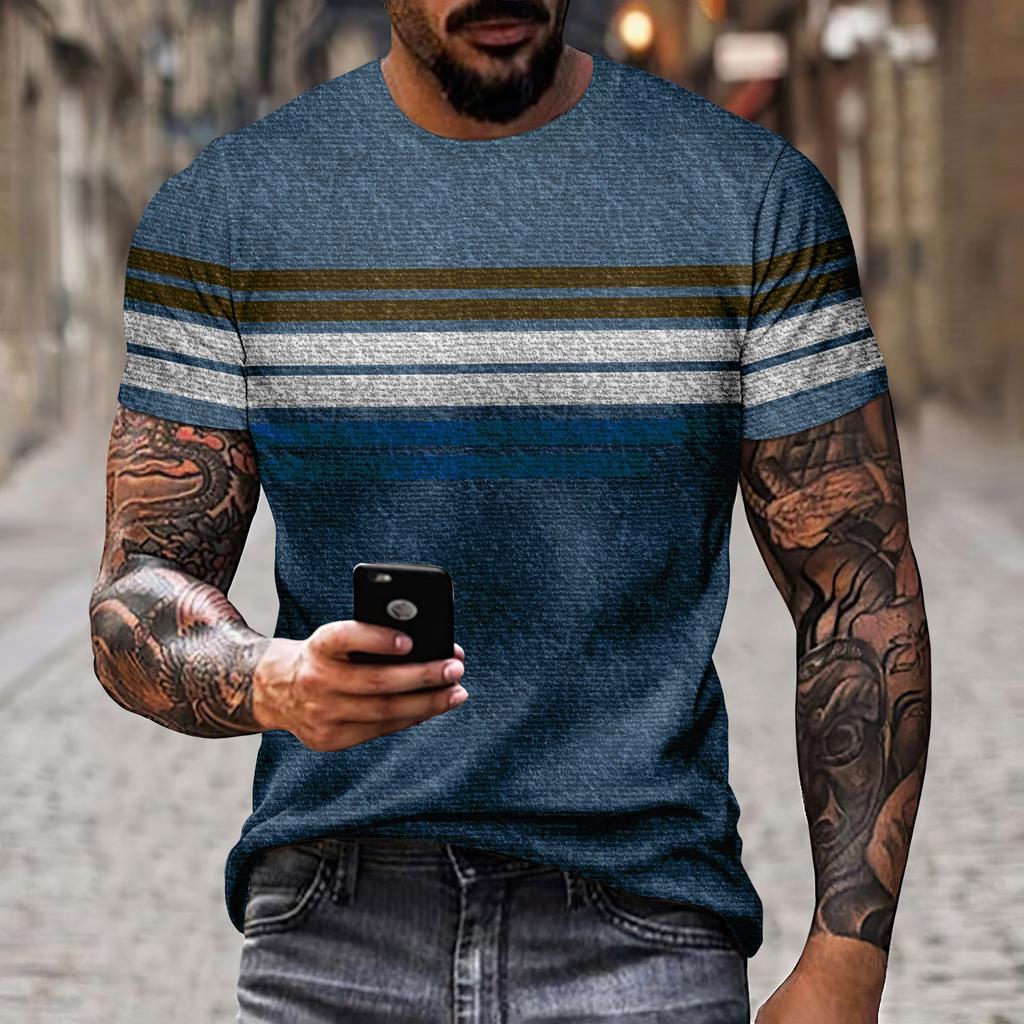 Летняя мужская футболка с короткими рукавами и 3D-принтом в стиле пэчворк для мужского спорта, отдыха, индивидуальности, модной тенденции, мужской одежды