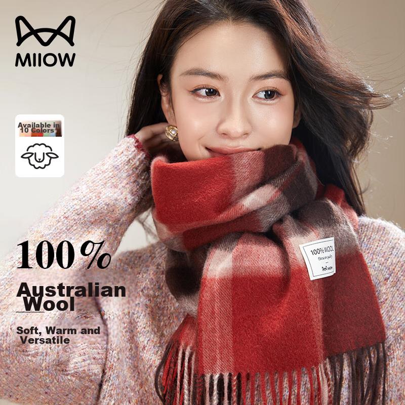 MiiOW Scarf for Women, Winter Shawl, Wool Plaid, Ladies Autumn And Winter Neck Wrap, Mother's Day And Birthday Gift Box