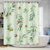 Green Leaves Bath Shower Curtain Olive Branch Waterproof Fabric Wall Hanging Decorative White Green Red Colors Pattern Design Pe