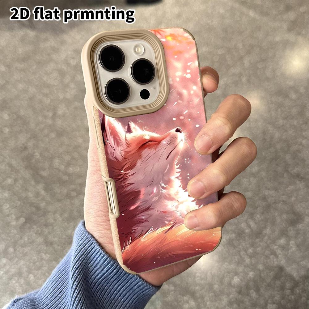 Phone Case: 2D flat lambskin suitable for iPhone 18, 17, 16, 15, 14, 13Pro protective cases, soft pink-orange, Christmas and Halloween gifts