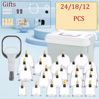 Набор банок, наборы баночной терапии, 12/18/24 чашек Профессиональный китайский набор банок для массажа спины, облегчение боли, физиотерапия, набор для массажной терапии