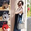Simple Fashion Shoulder Bags Solid Color with Pendant Embossed Crossbody Bag PU Leather Large Capacity Female Messenger Bag