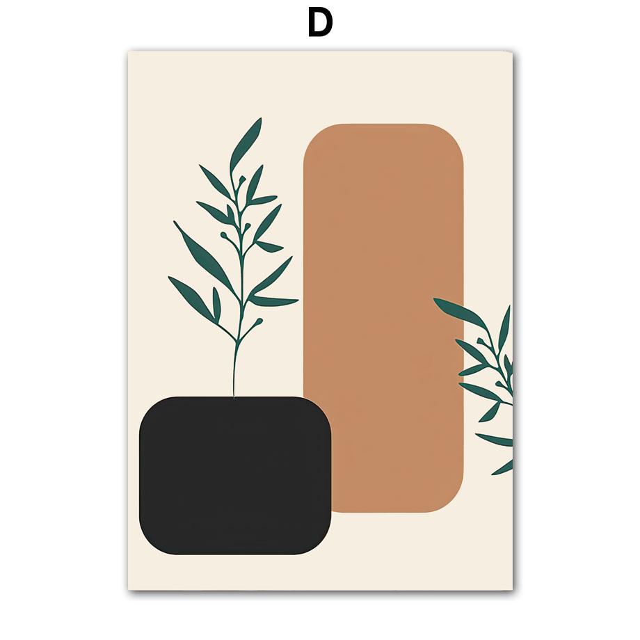 Бохо Геометрические фигуры Листья Солнце Постеры и принты Холст Картина Скандинавские абстрактные настенные картины Гостиная Домашний декор