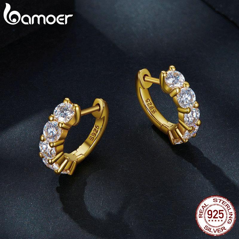 Серьги-кольца BAMOER D Color VVS1 EX из стерлингового серебра 925 пробы с муассанитом, блестящие 3,5 мм, круглые серьги с лабораторным бриллиантом и платиновым покрытием