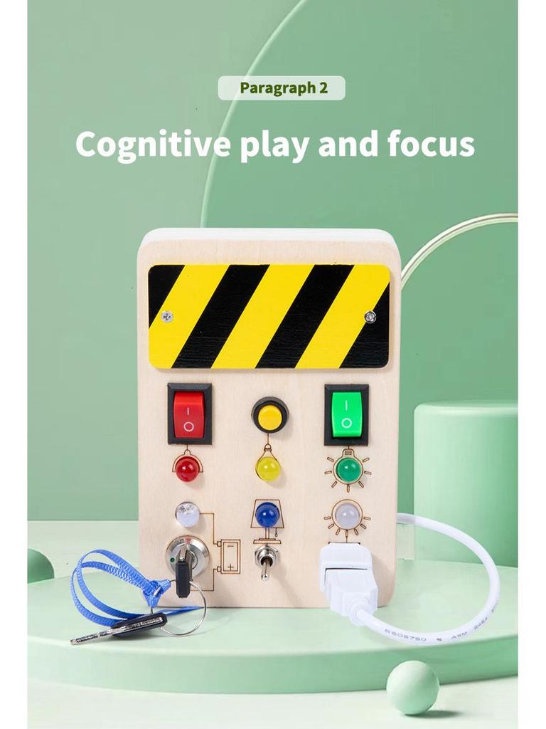 Montessori LED Circuit Board Wooden Busy Toy for Early Education