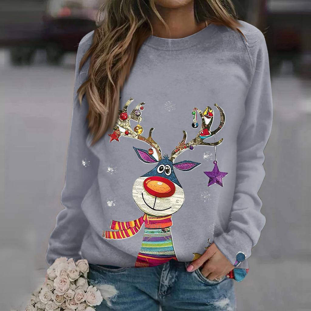 Женские топы с круглым вырезом, хлопковая женская повседневная модная пуловер с длинным рукавом и круглым вырезом с принтом, блузка