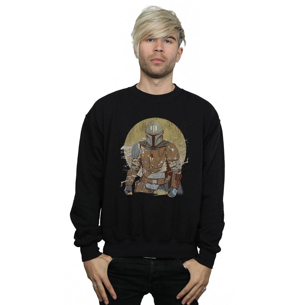 Star Wars Mens The Mandalorian Distressed Warrior Sweatshirt