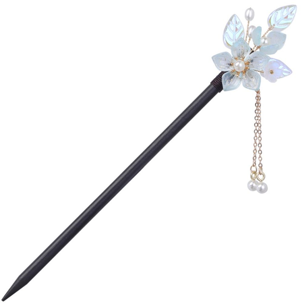 Tassel Flower Hair Stick Wood Hanfu Hair Stick Headpieces Pearl Hair Stick Party