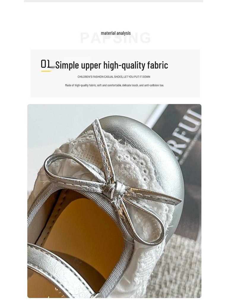 Весна 2026 Девочки Бант Принцесса Мягкая Подошва Кожаные Лоферы