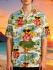 Men's Summer Casual Beach Shirt- Fun Duck and Coconut Tree Print, 100% Lightweight Polyester, Breathable Short-sleeve Hawaiian Shirt Suitable for