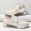 Lace Up Running Women Shoes Sport Outdoor Beige Gym Work Casual Fabric Sneakers Comfort Lightweight Non Slip Athletic Shoes for Women