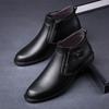 Зимние новые брендовые кожаные ботинки «Челси», остроносые ковбойские ботинки, деловые теплые зимние ботинки на низком каблуке, мужская рабочая обувь с высоким берцем