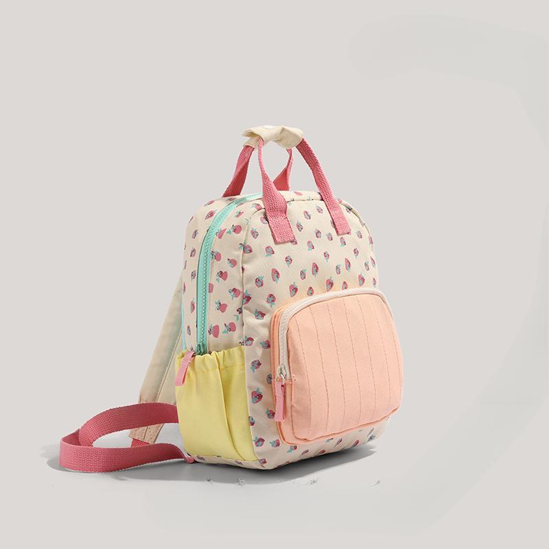 Рюкзак с клубничным принтом Dopamine Canvas Contrast School Bag Милый детский повседневный рюкзак для девочек