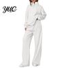 Athleisure Wear for Women 2Pcs/Set Oversized Loungewear, Quarter Zipper Sweatsuit Long Pants Set, Loose Tracksuit Fit Sleeve Pullover Jogger