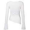 Spicy Girl Basic Knitted Slim Fit Round Neck Letter Printed Slit Long Sleeved T-shirt for Women
