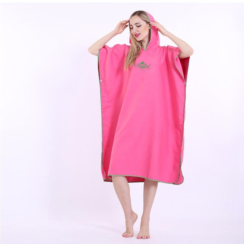 Unisex Beach Towel Poncho Bath Changing Robe Hooded Quick Dry Bathrobe Adult UK