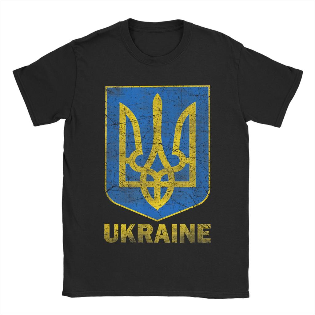 ФЛАГ УКРАИНЫ ТРЕЗУБЕЦ Индивидуальный Флаг Украины Футболки Мужские Хипстерские Футболки с Круглым Вырезом Футболки с Коротким Рукавом Одежда Большого Размера
